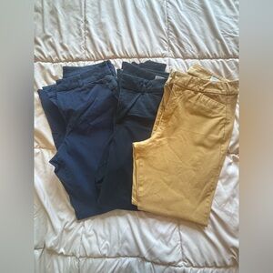 Set of Three High-Waisted Pixie Pants in Navy, Black, and Mustard